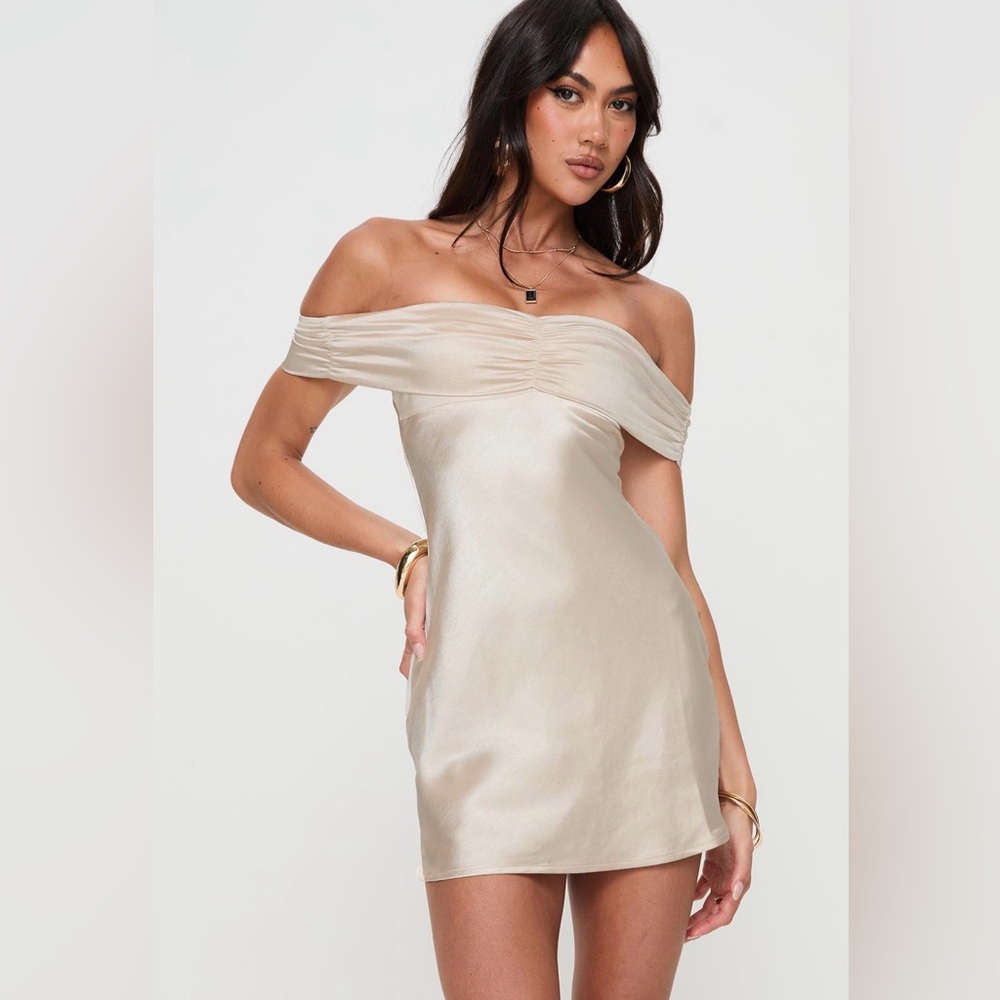 Princess Polly Sadee Mini Dress Champagne Size